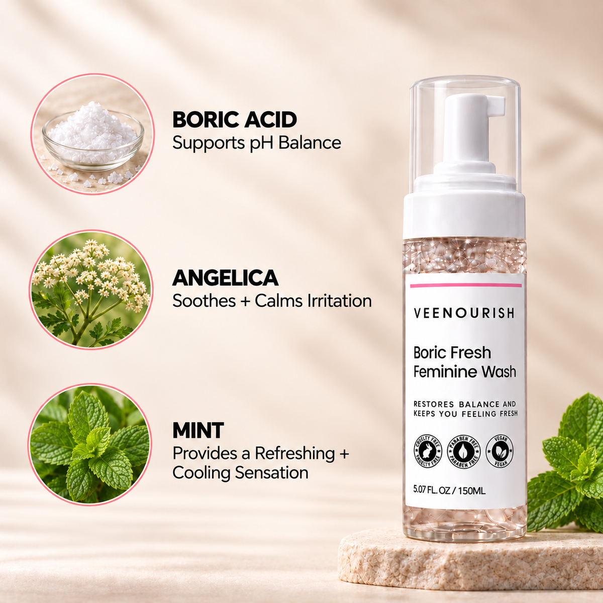 Boric Acid Feminine Wash (Fragrance-Free)